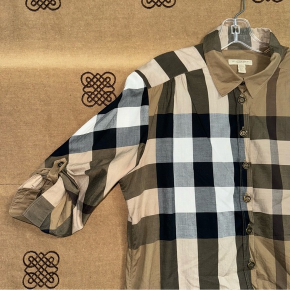 Burberry Brit Brown Novacheck Cotton Drop Waist Dress Size 12 - Picture 5 of 16